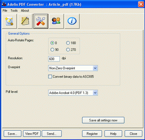 General tab splash screen