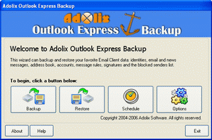 Screenshot of Adolix Outlook Express Backup 2.61