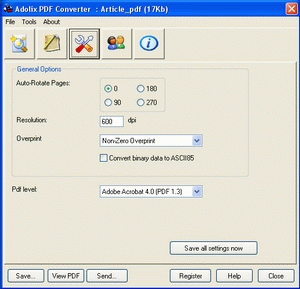 PDF to image general tab splash screen