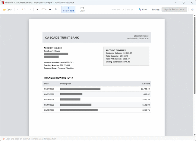Adolix PDF Redactor Screenshot